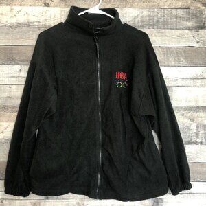 Team USA Olympic Men’s Size M Black Full Zip Up Fleece Sweatshirt